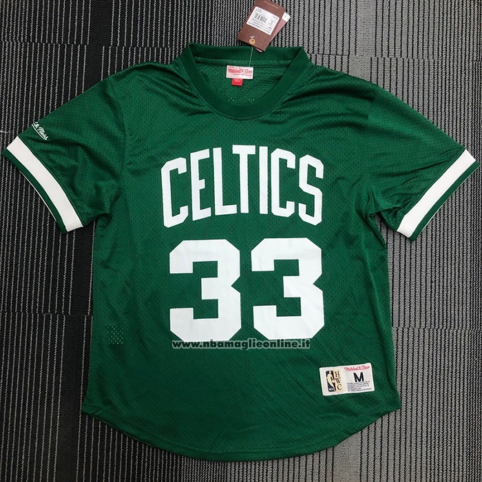 Maglia Manica Corta Boston Celtics Larry Bird #33 Verde